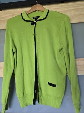 Goodclothes Lime Green Cardigan with Navy Trim